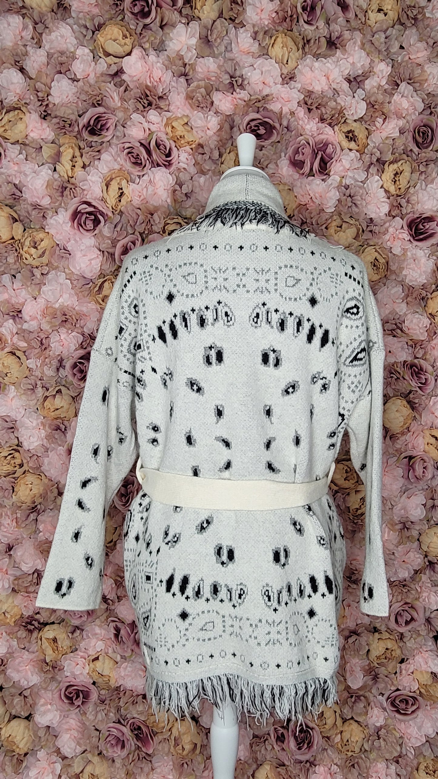 Gilet Bandana franges ceinture manches longues