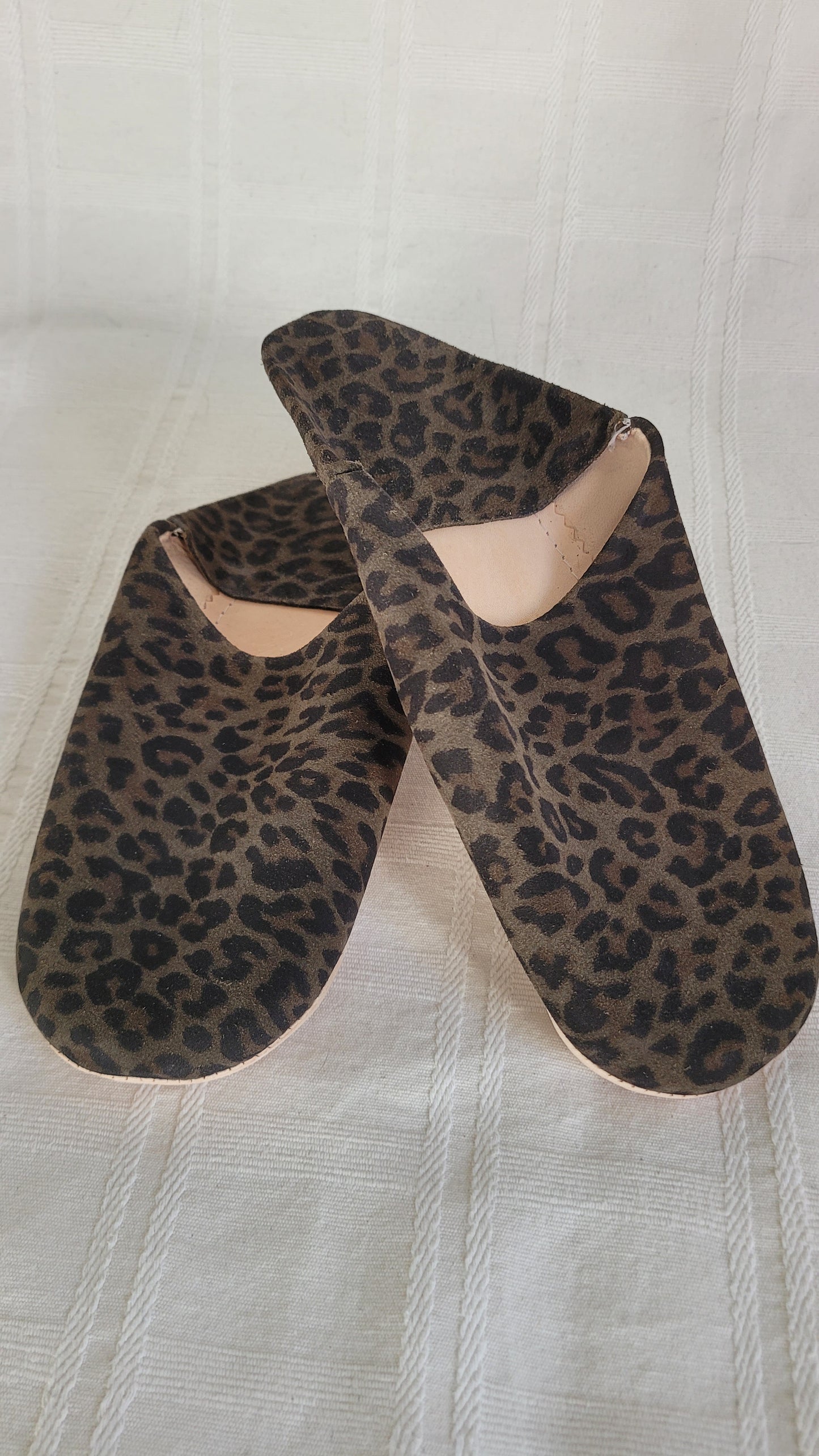 BABOUCHES DAIM LEOPARD KAKI ETNOIR