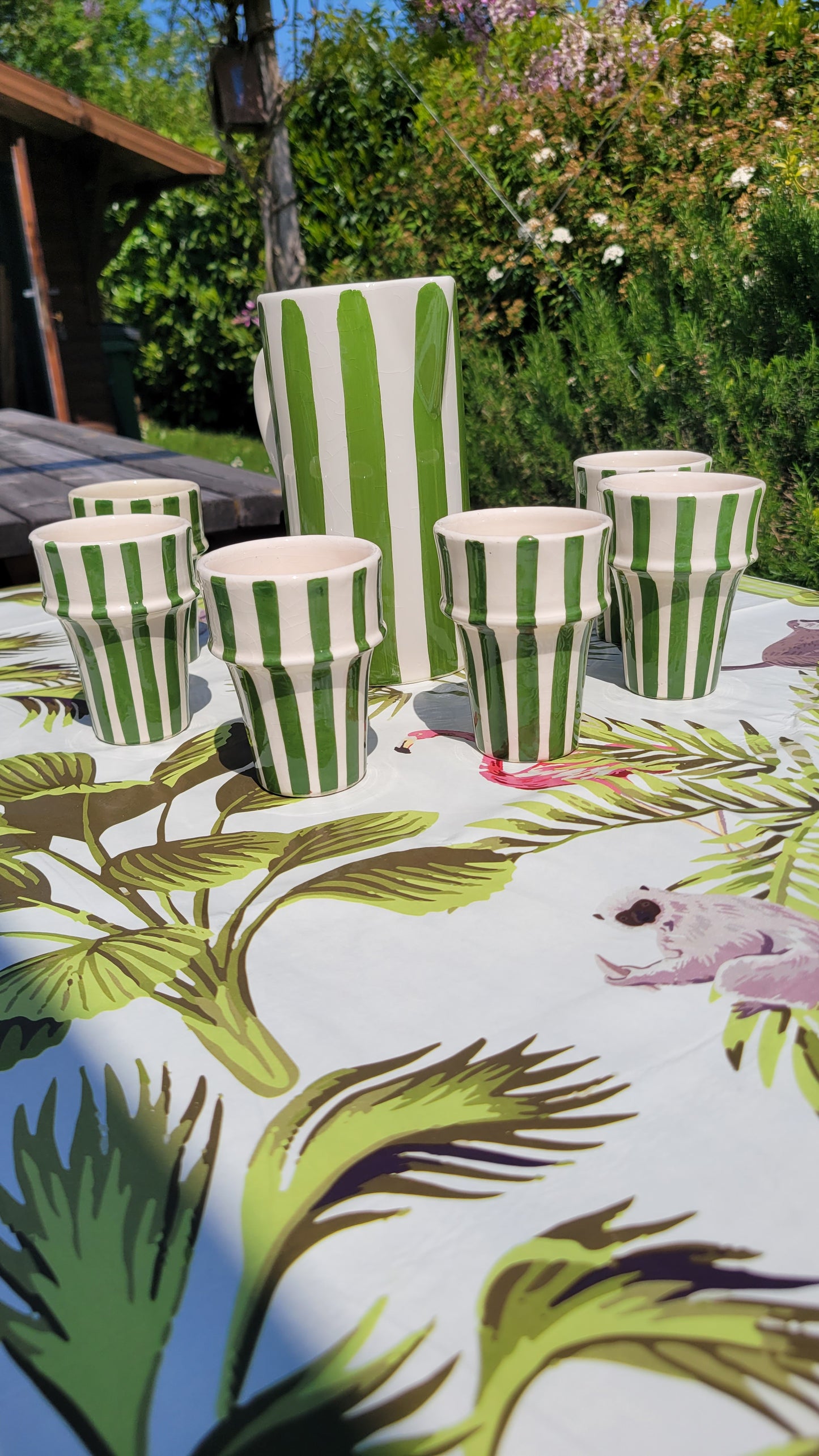 Service Carafe Rayée & 6 Verres — Poterie Artisanale & Design Unique