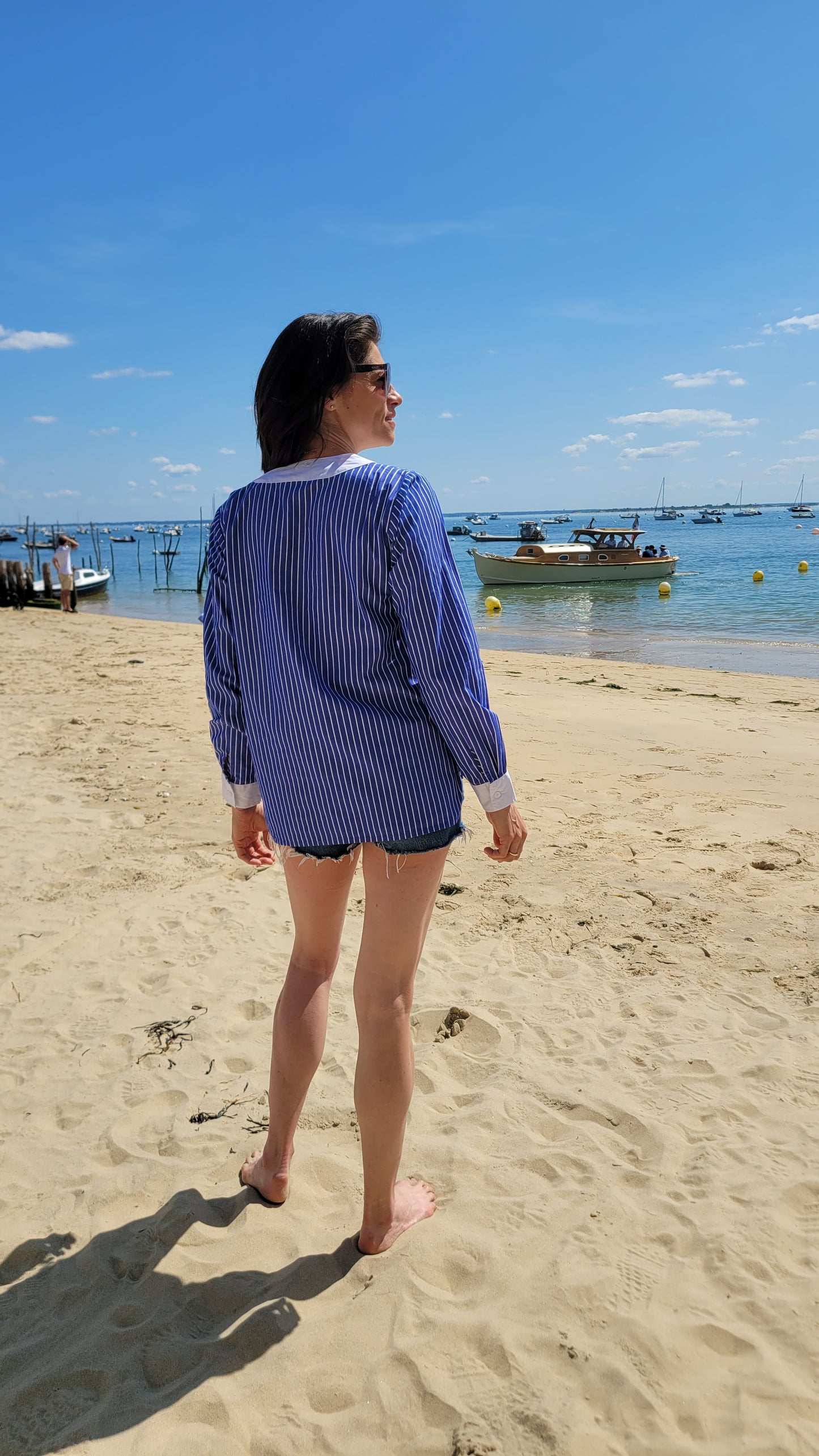 CHEMISE- TUNIQUE BICOLORE "SOFIA" en Coton — Élégance Décontractée