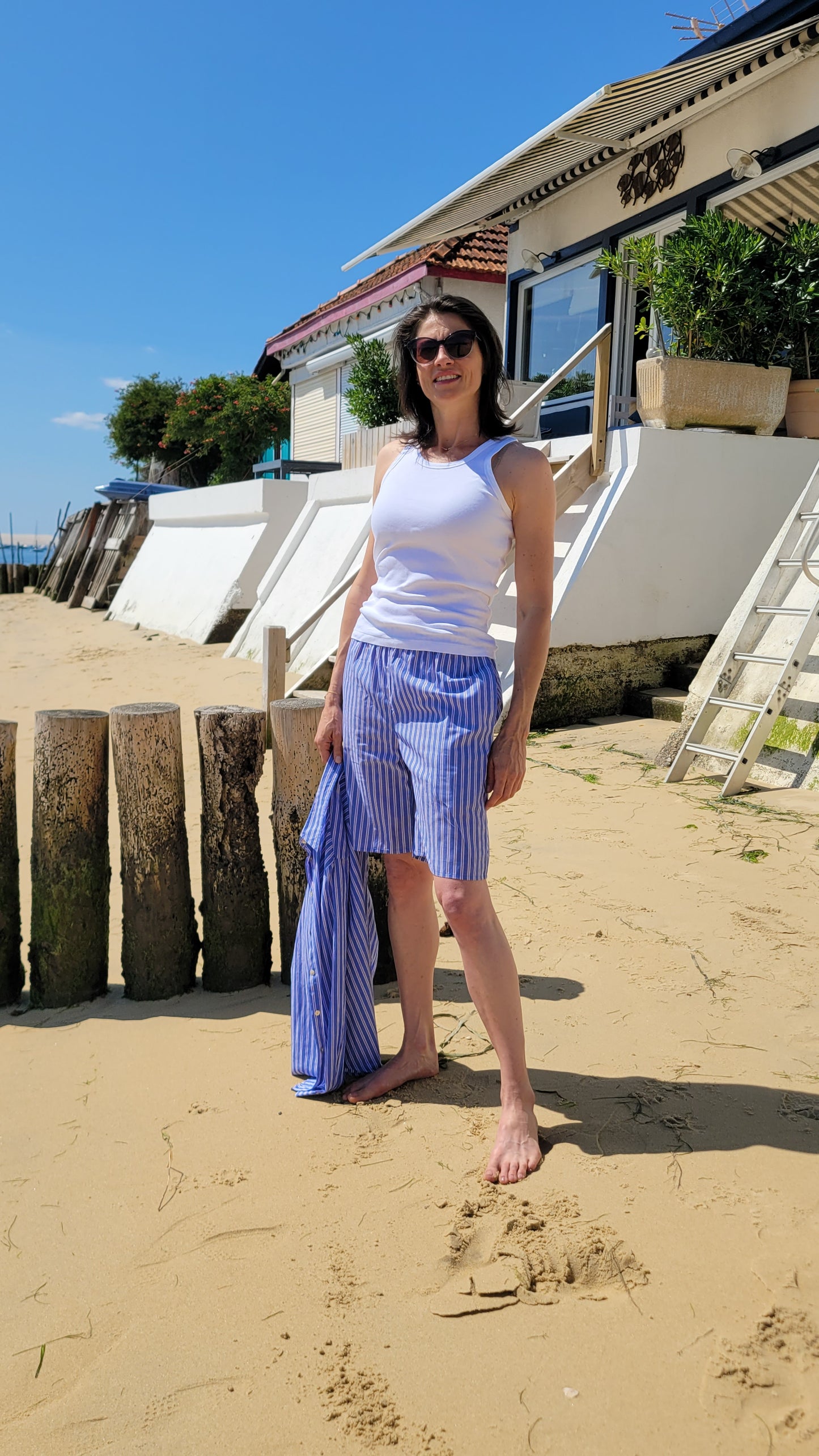 ENSEMBLE "BAHAMAS" Coton Chemise & Bermuda Oversize — Style Décontracté Chic