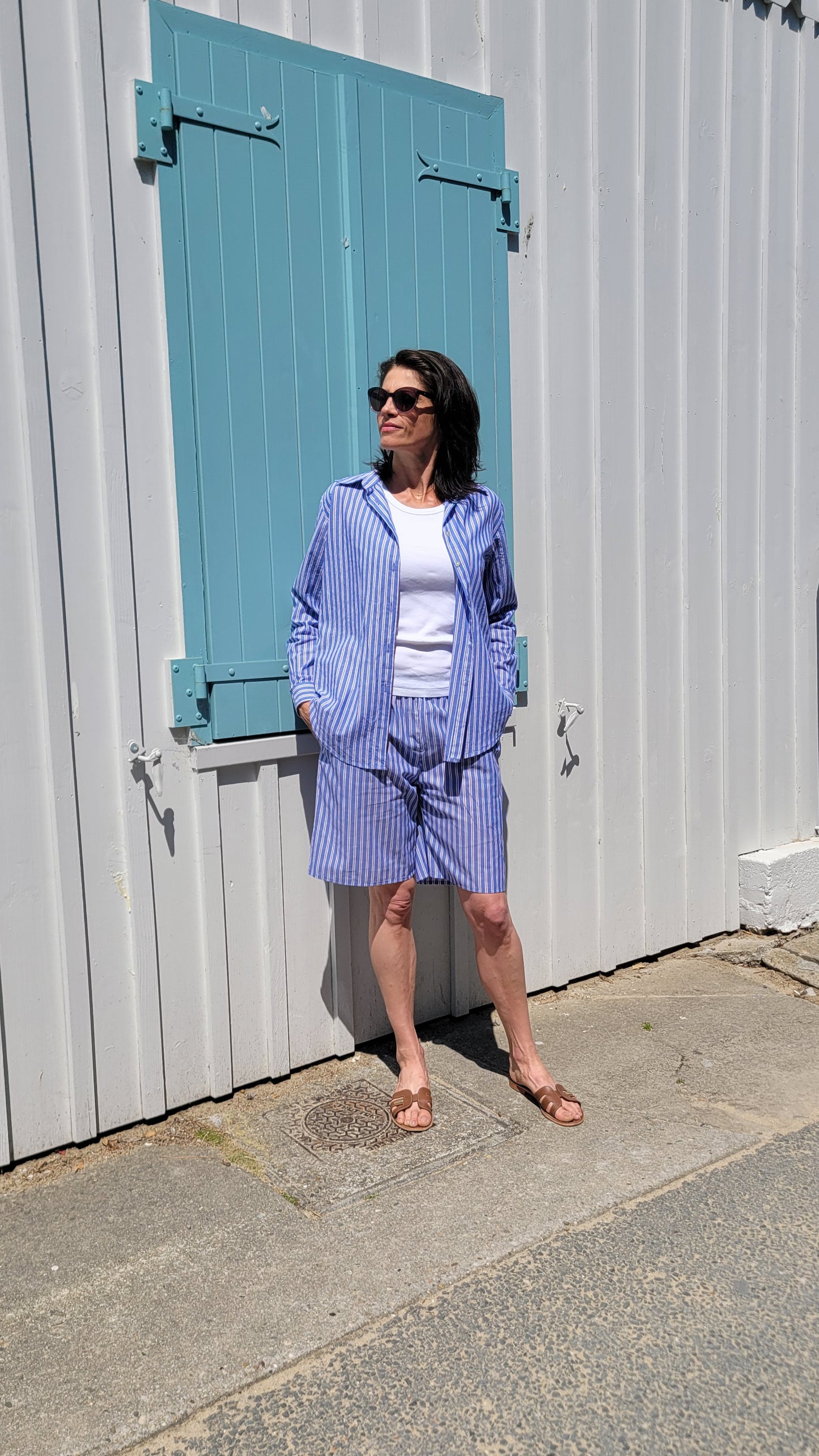 ENSEMBLE "BAHAMAS" Coton Chemise & Bermuda Oversize — Style Décontracté Chic