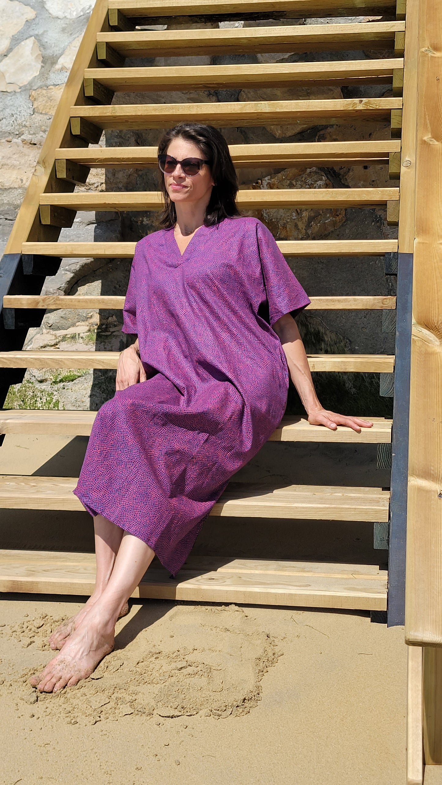 ROBE CAFTAN "MARRAKECH" Longue avec Poches — Chic & Polyvalente en Lin et Jeans