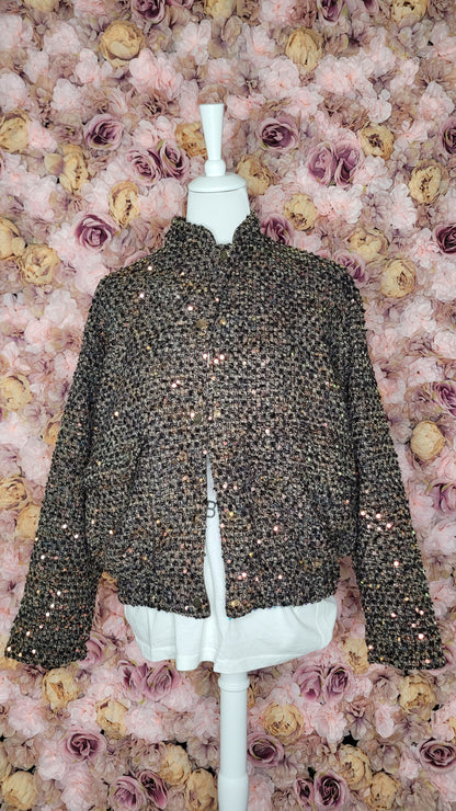 Veste à sequins Luxe col MAO manches longues