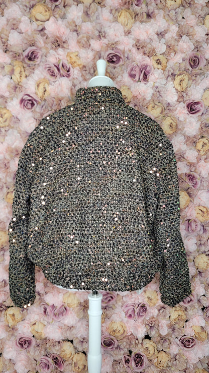 Veste à sequins Luxe col MAO manches longues