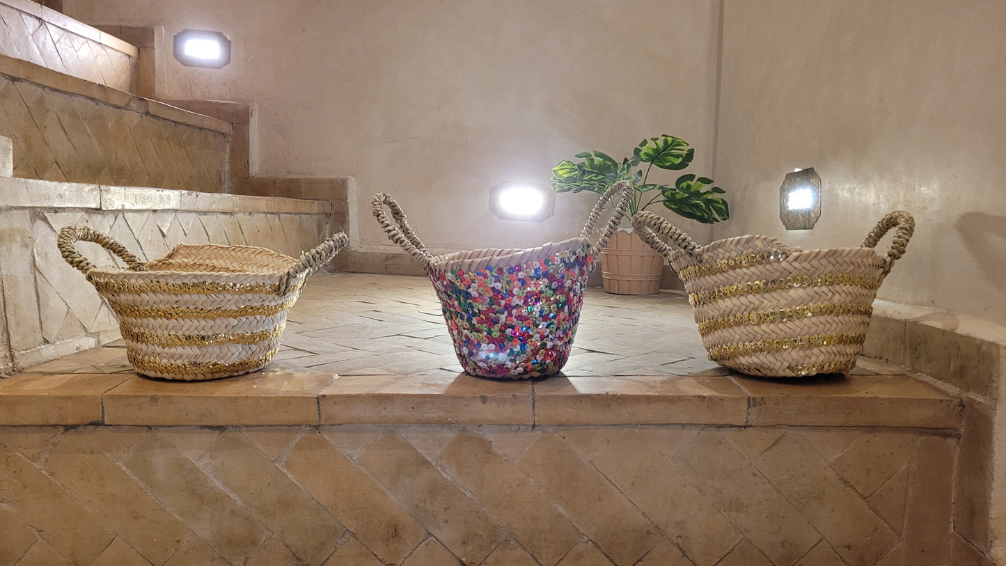 PETIT PANIER OSIER PAILLETTES