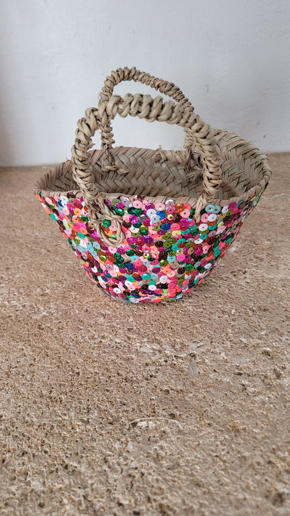 PETIT PANIER OSIER PAILLETTES