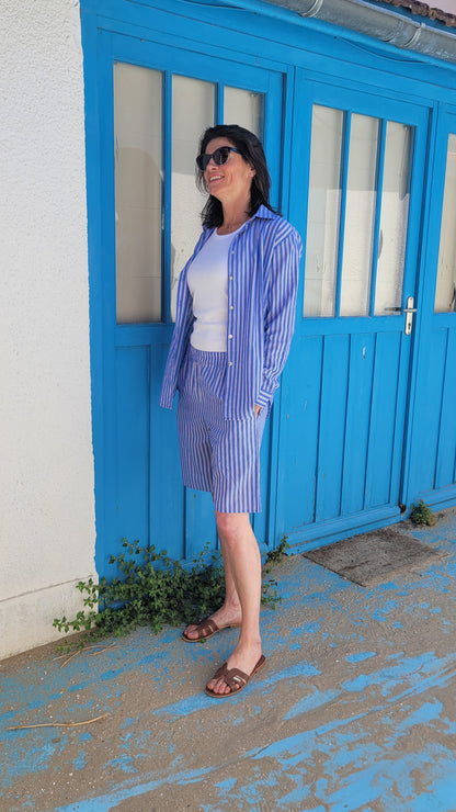 ENSEMBLE "BAHAMAS"  Coton Chemise & Bermuda Oversize — Style Décontracté Chic