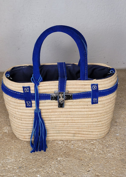 Panier Rafia Naturel et Daim — Pièce Artisanale Marocaine