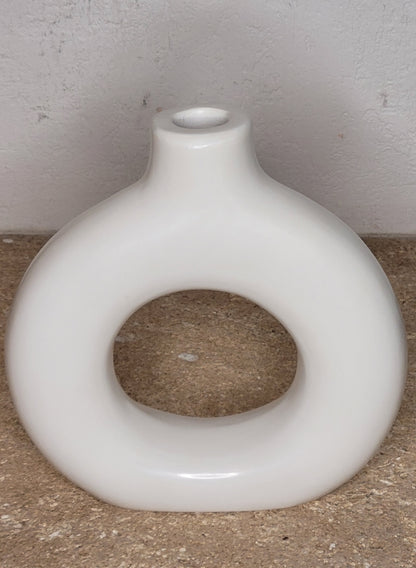 Vase Donut en Tadelakt – Objet déco artisanal marocain, design minimaliste