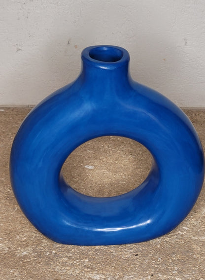 Vase Donut en Tadelakt – Objet déco artisanal marocain, design minimaliste