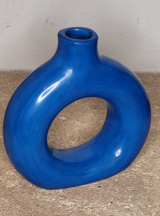 Vase Donut en Tadelakt – Objet déco artisanal marocain, design minimaliste