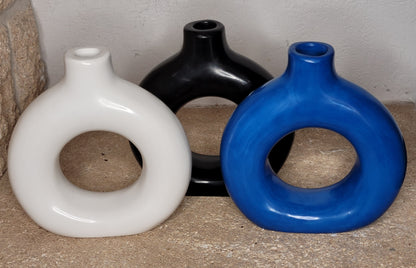 Vase Donut en Tadelakt – Objet déco artisanal marocain, design minimaliste