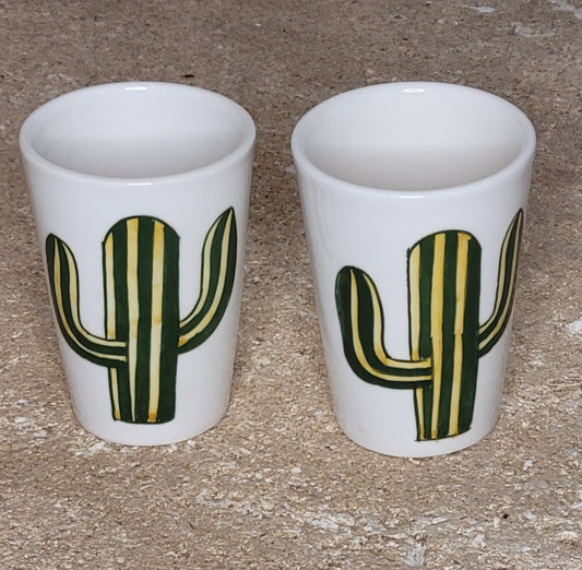Lot de Tasses en Céramique Motif Cactus ou Palmiers